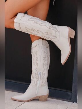 Dolce Vita - Shiren Cream Leather Western Cowgirl Boots